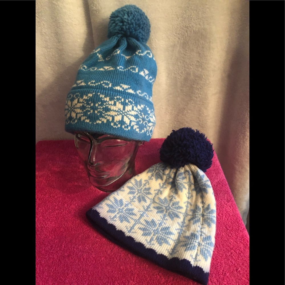 Two vintage wool winter hats.
